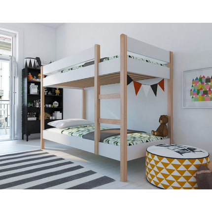 Stapelbed - Uppsala - 90x200 - Wit - Grenenhout - Hoogslaper - Kinderbed