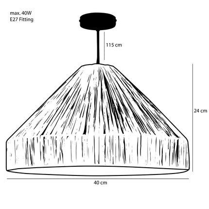 Elisa Hanglamp - H24 x Ø40 cm - Raffia - Lichtbruin