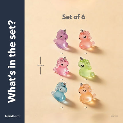 Glow in the dark - Unicorns - Multi - ↑ 2,5 cm - 6 stuks