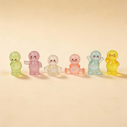 Lichtvriendjes - Decoratieve miniatuur figuren - Glow in the dark - 6 stuks - ↑ 3 cm