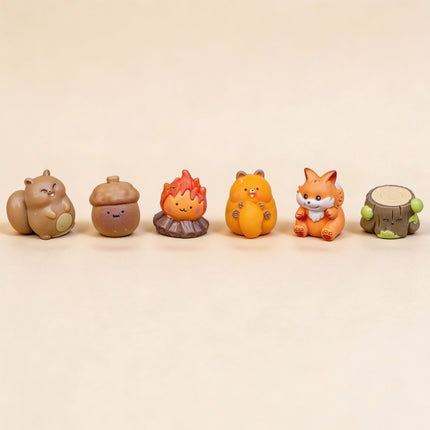 Forest Friends - Decoratieve miniatuur figuren - Herfst thema - 6 stuks - ↑ 1 - 3 cm
