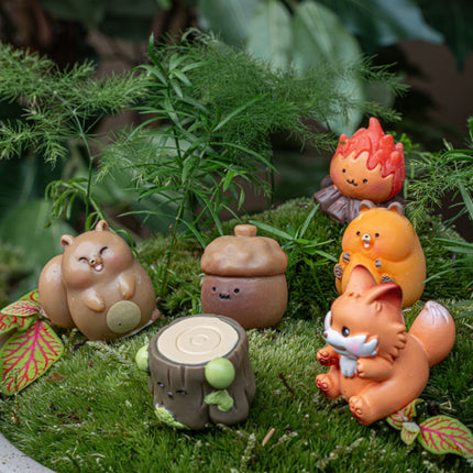 Forest Friends - Decoratieve miniatuur figuren - Herfst thema - 6 stuks - ↑ 1 - 3 cm