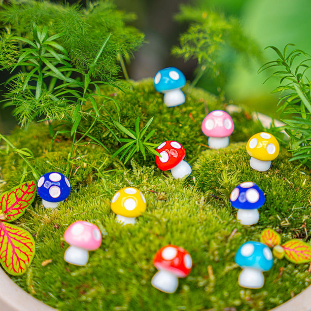 Neon Forest - Decoratieve mini paddenstoelen - Neon - 10 stuks - ↑ 1,5 cm