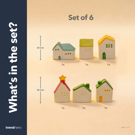 Droomdorp - Decoratieve miniatuur huisjes - 6 stuks - ↑ 2 - 3 cm