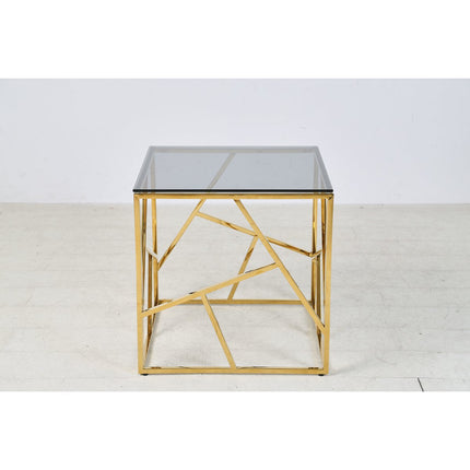 Bijzettafel goud/grijs 55x55 cm