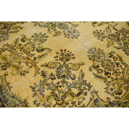 Vintage vloerkleed geel - 270x174 cm - HANDGEMAAKT