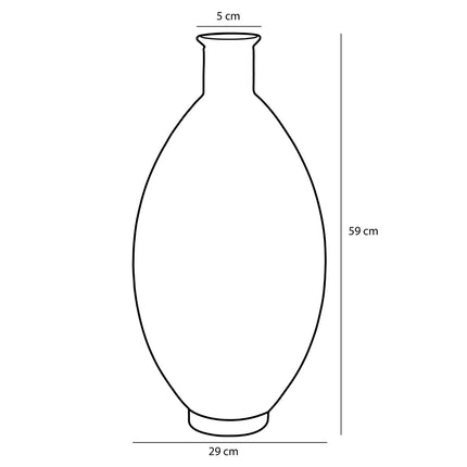 Firenza Fles Vaas - H59 x Ø29 cm - Gerecycled Glas - Oker