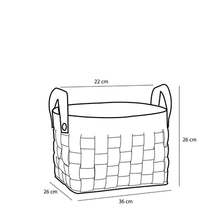 Opbergmand - Set van 3 - L40 x B30 x H30 cm - Kurk/Vilt - Zwart