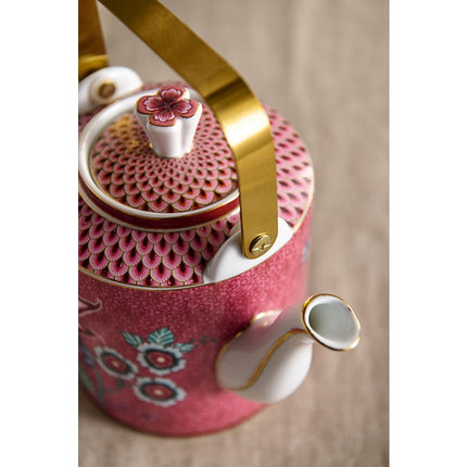 Giftset Teapot Oriental Flower Festival Dark Pink 1 ltr