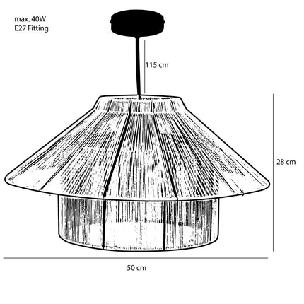 Elsa Hanglamp - H28 x Ø50 cm - Jute - Lichtbruin