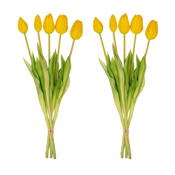 Tulpenboeket - Meerdere kleuren - 'Real Touch' Kunsttulpen - 10 stelen- 43 cm