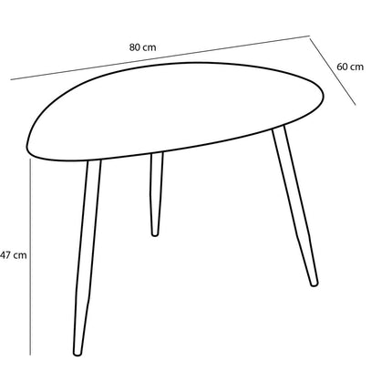 Bijzettafel - Set van 2 - L80 x B60 x H47 cm - Metaal - Zwart