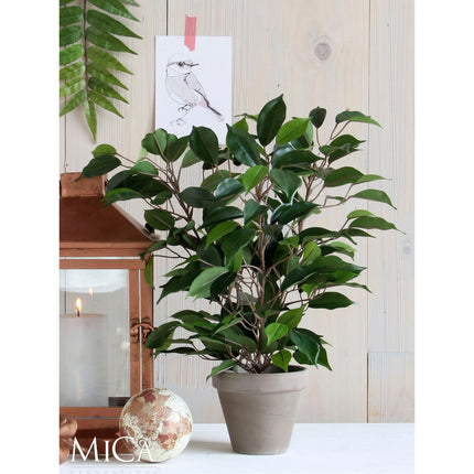 Ficus Natasja Kunstplant in Bloempot Stan - H40 x Ø30 cm - Groen