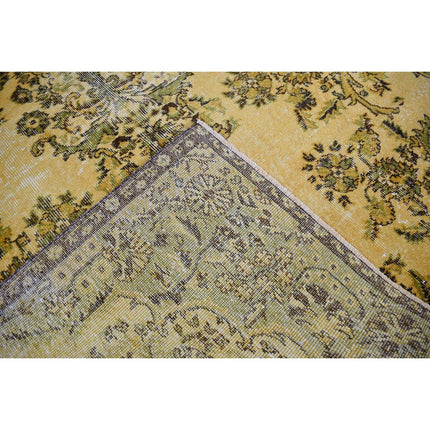 Vintage vloerkleed geel - 270x174 cm - HANDGEMAAKT