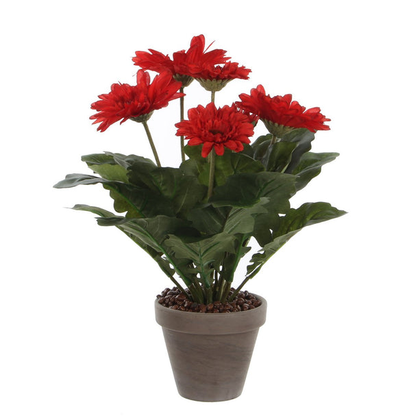 Gerbera Kunstplant in Bloempot Stan - H35 x Ø30 cm - Rood