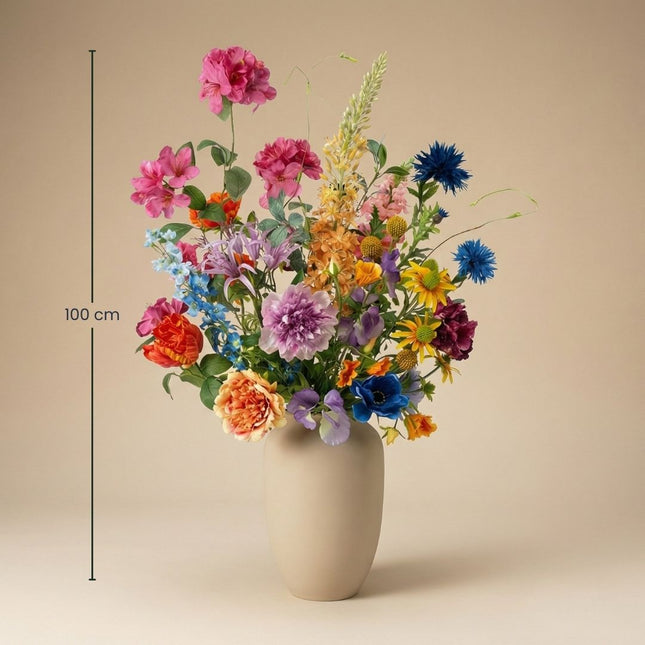 Kunstbloemenboeket - Summer Garden Deluxe - Real Touch - 19 stelen - ↑ 100 cm