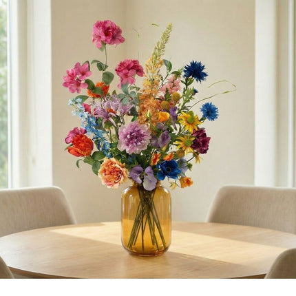 Kunstbloemenboeket - Summer Garden Deluxe - Real Touch - 19 stelen - ↑ 100 cm