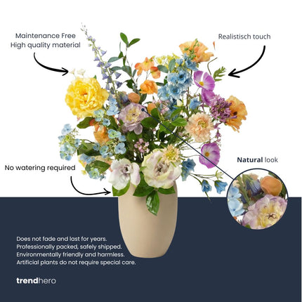 Kunstbloemenboeket - Soft Spring Deluxe - Real Touch - 18 stelen - ↑ 85 cm