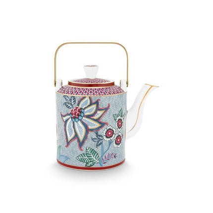 Giftset Teapot Oriental Flower Festival Blue 1 ltr