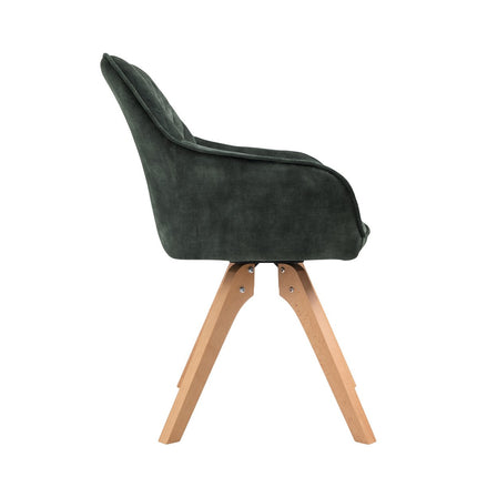 Vintage fluwelen velours fauteuil, donkergroen
