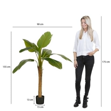 Kunstplant Bananenboom in Pot - H155 x Ø90 cm - Groen