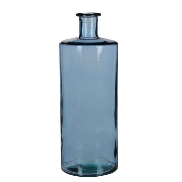 Guan Fles Vaas - H40 x Ø15 cm - Gerecycled Glas - Blauw