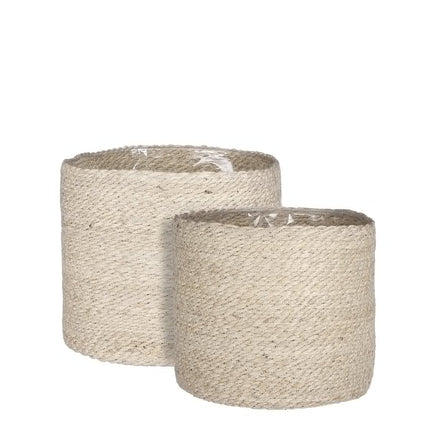 Atlantic Mand voor Planten - Set van 2 - H26 x Ø30 cm - Crème