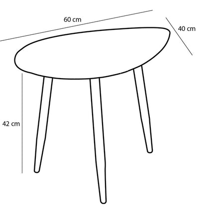 Bijzettafel - Set van 2 - L80 x B60 x H47 cm - Metaal - Zwart