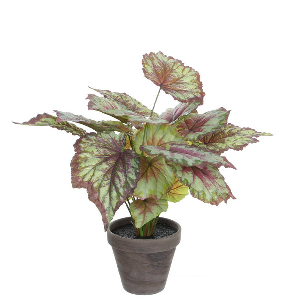 Begonia Kunstplant in Bloempot Stan - H40 x Ø38 cm - Rood