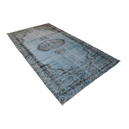 Licht blauw vintage vloerkleed - 270x150 cm - HANDGEMAAKT