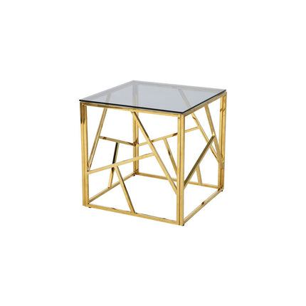 Bijzettafel goud/grijs 55x55 cm