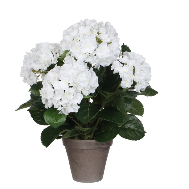 Hortensia Kunstplant in Bloempot Stan - H45 x Ø45 cm - Wit