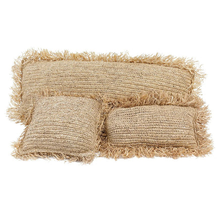 De Raffia Kussenhoes Rechthoekig - Naturel - 35x100