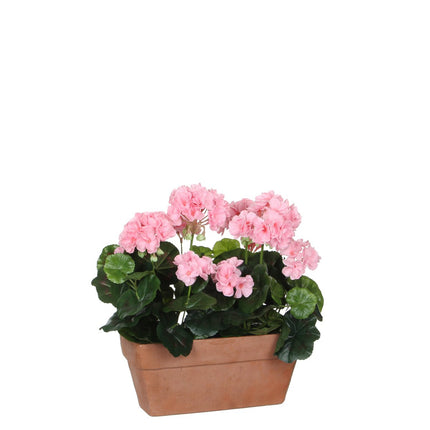 Geranium Kunstplant in Balkonbak - L29 x B13 x H40 cm - Roze