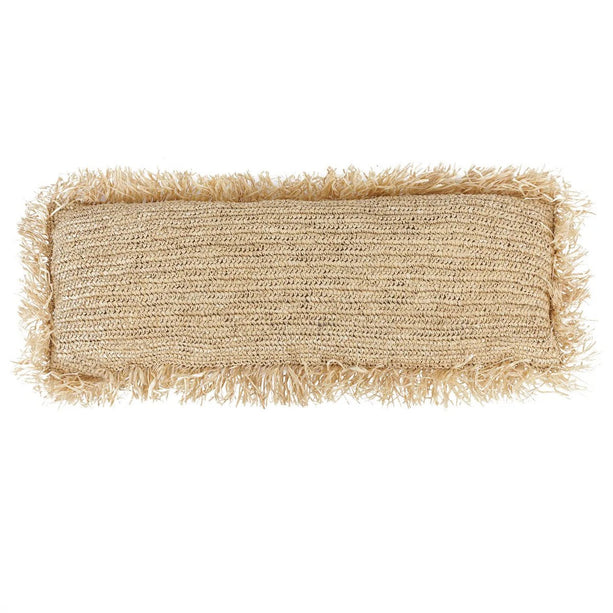 De Raffia Kussenhoes Rechthoekig - Naturel - 35x100