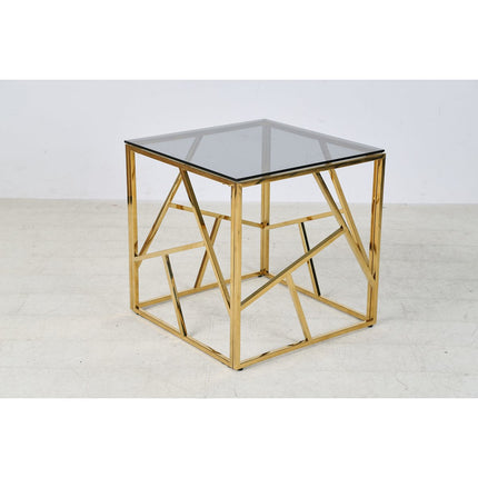 Bijzettafel goud/grijs 55x55 cm
