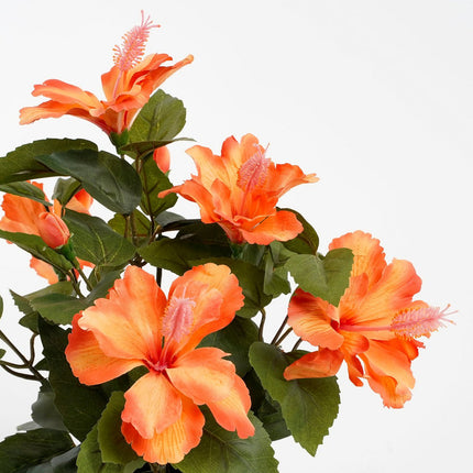 Hibiscus Kunstplant in Bloempot Stan - H40 x Ø30 cm - Oranje