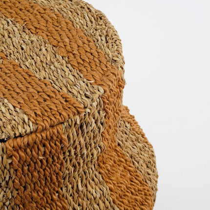 Tacoma Opbergmand met Deksel - H47 x Ø50 cm - Jute - Geel