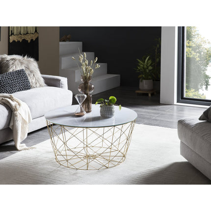 Salontafel met metalen mand Ø 80 cm