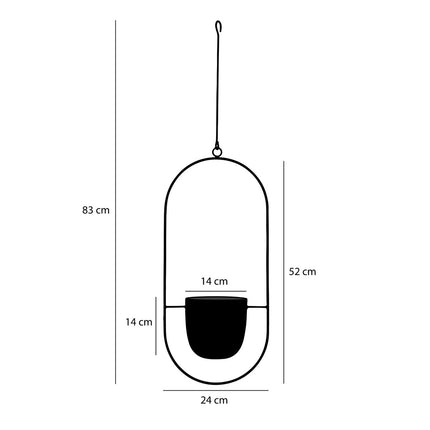 Dexter Bloempot Hangend - L24 x B14 x H83 cm - Zwart