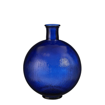 Firenza Fles Vaas - H42 x Ø34 cm - Gerecycled Glas - Donkerblauw