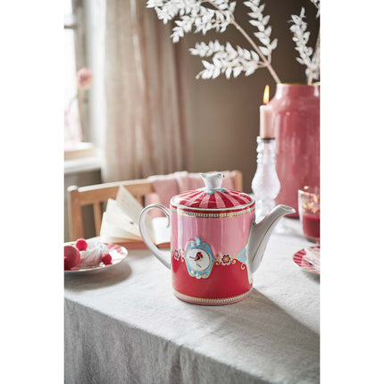 Theepot Love Birds Medallion Rood-Roze 1.3ltr