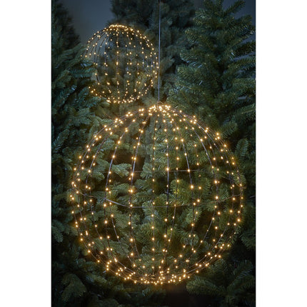 Kerstverlichting Bal met Warm Witte LED Lampjes - Ø60 cm - Zwart