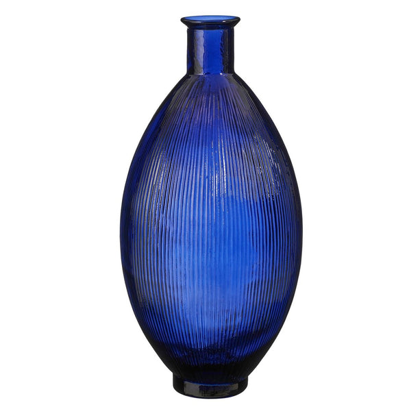 Firenza Fles Vaas - H59 x Ø29 cm - Gerecycled Glas - Donkerblauw