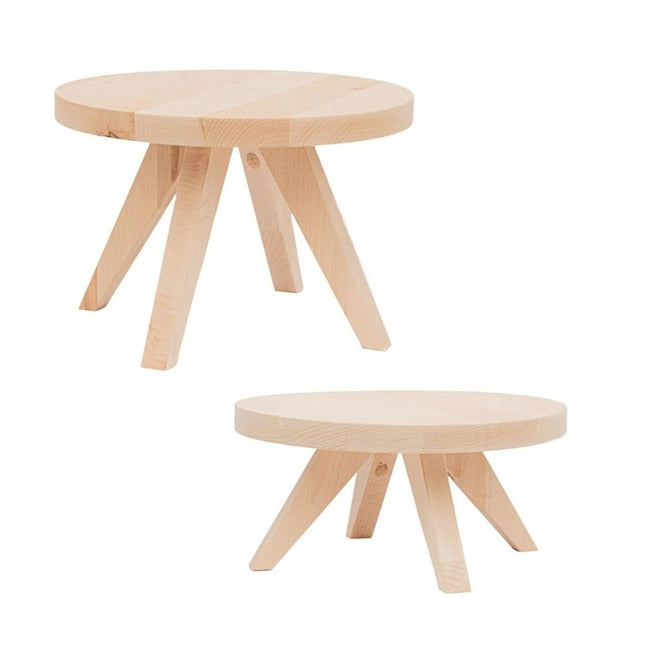 Tibbe - Houten planten- of terrariumstandaard - Set van 2 - Plantentafels - 12 & 17 cm