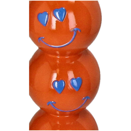 Kaarshouder Smiley Polyresin Oranje - 9x9x26.5cm