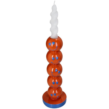 Kaarshouder Smiley Polyresin Oranje - 9x9x26.5cm