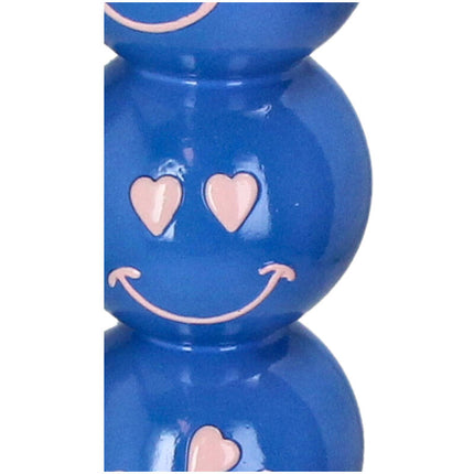 Kandelaar Smiley Blauw Ballen 9x9x36cm - Kaarsenhouder