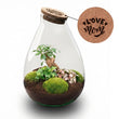'LOVE MOM' terrarium Drop XL + gegraveerde kurk - Flessentuin - DIY kit – Ø 24 cm ↑ 37 cm - Moederdag
