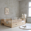 Woonhero Kinderbed - Veyna - Naturel - Twijfelaar 140x200 cm + Opberglades